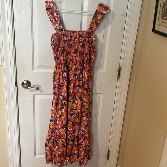 Draper James Kimberly Orange Blossom Tiered Smock Dress women’s size large - Picture 9 of 10